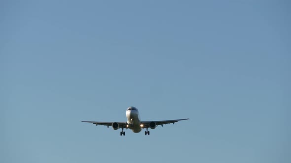 Commercial Airplane Airliner Landing at Airport Terminal