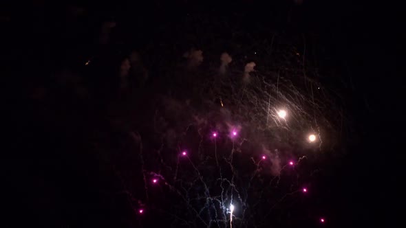 Colorful Firework display at night on sky background