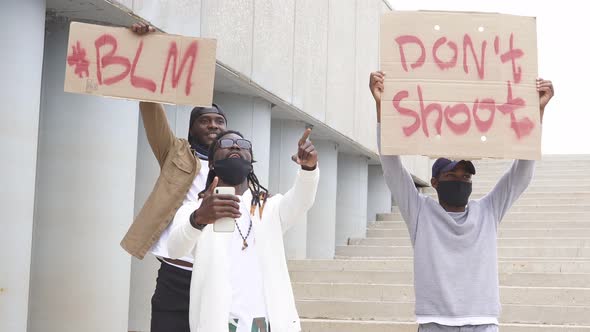 No Racism. Black Man Raised Sign Dont Shoot. Black Lives Matter. Justice in USA.