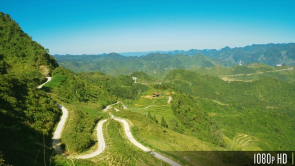 Panoramic Landscape of the Tropical Mountain Range at Heaven Gate in Northern Vietnam