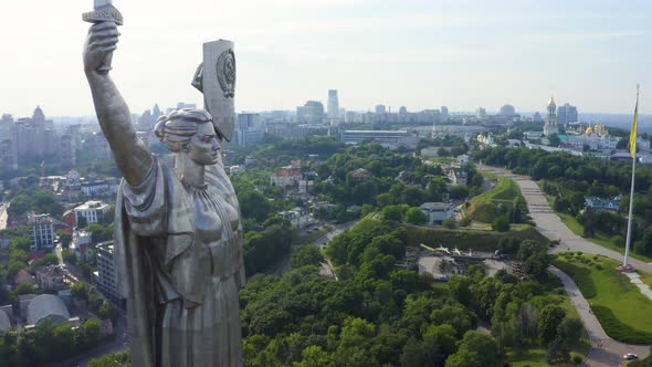 Aerial View of the Mother Motherland Monument in Kiev