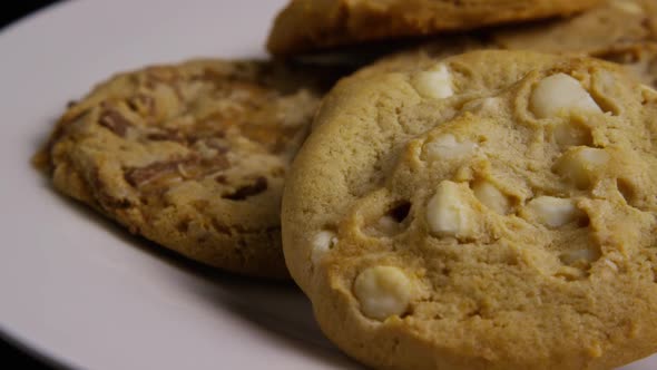 Cinematic, Rotating Shot of Cookies on a Plate