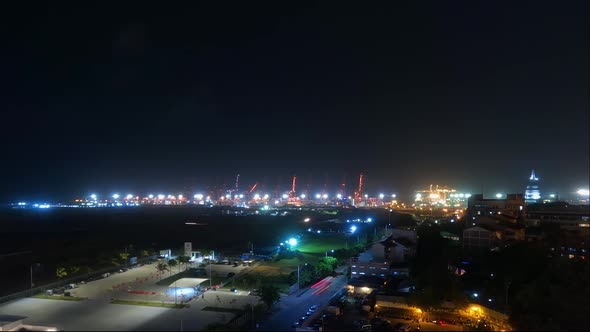 Colombo City Port Night Timelapse