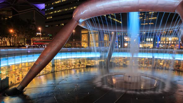 Time-lapse of Light show at the Fountain of Wealth, it is the famous place in Suntec City, Singapore