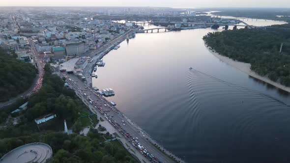 Kyiv, Ukraine. Aerial View. Slow Motion