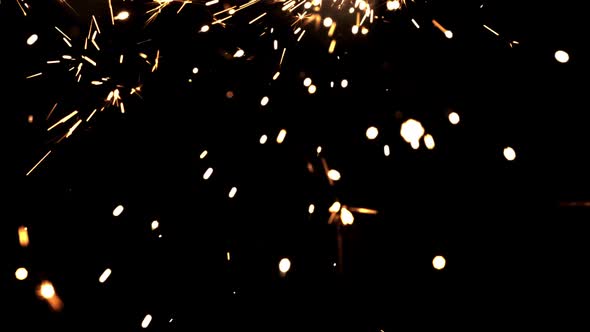 New Year's Bright Fireworks on a Black Background