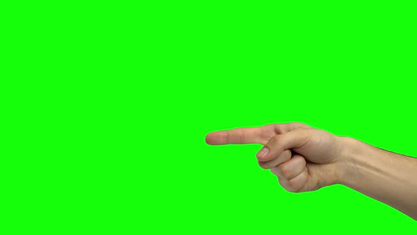 Man Hand Pointing at Two Items, Chroma Key