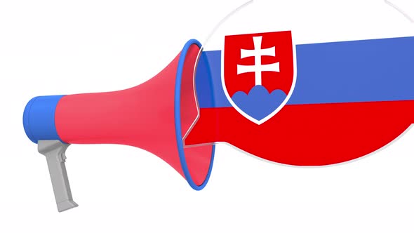 Loudspeaker and Flag of Slovakia on the Speech Bubble