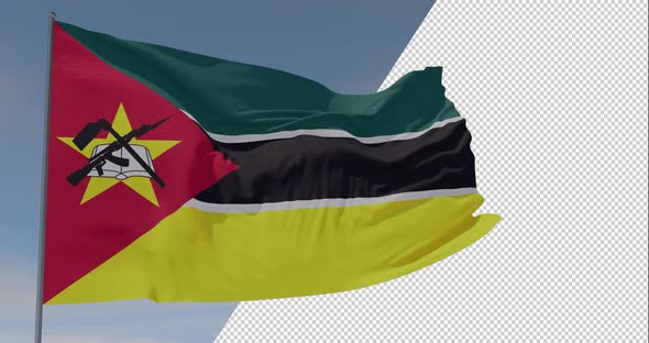 flag Mozambique patriotism national freedom, seamless loop, alpha channel