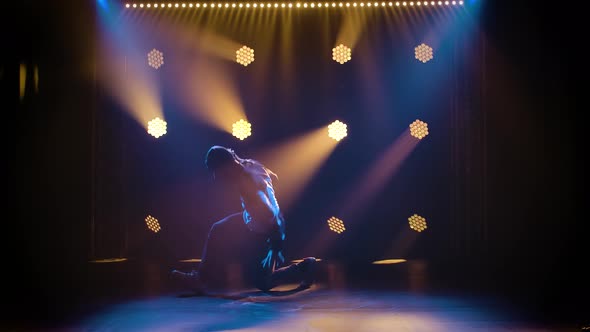 Handsome Young Man Dancing Break Dance, Hip Hop, Street Dancing in Studio, Isolated. Shot in the