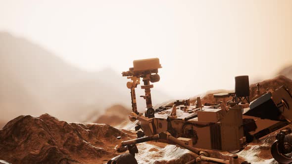 Curiosity Mars Rover Exploring Surface Red Planet