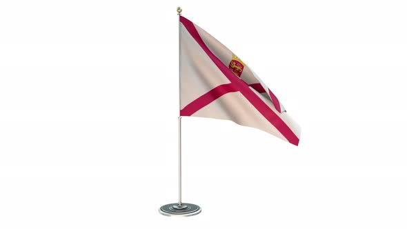 Jersey Small Flag Pole Looping  Animation Include Alpha Channel