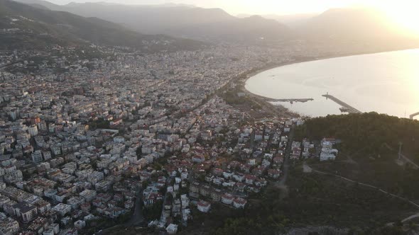 Aerial View Alanya Turkey  Resort Town Seashore