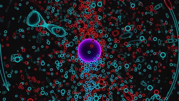 Virus cell with moving particles