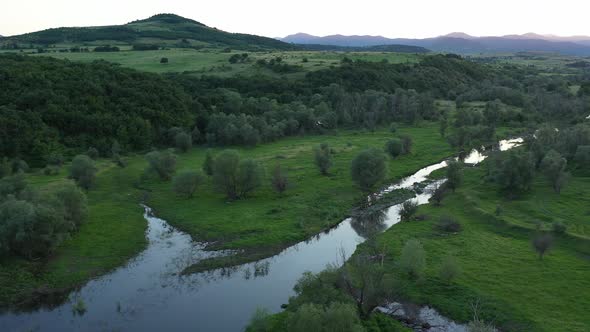 Aerial View On Stork During A Flight Over A Lake