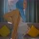 Pregnant Muslim Young Woman in a Headscarf Feels Pain and Discomfort in the Lower Back and Back - VideoHive Item for Sale