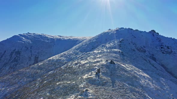 Wonderful Landscapes of the Carpathian Mountains Covered with the First Snow in Ukraine Near 