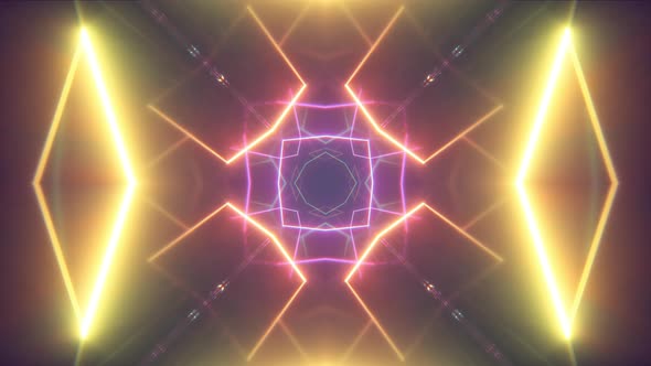 Flying Through Glowing Neon Lines Creating a Tunnel alt