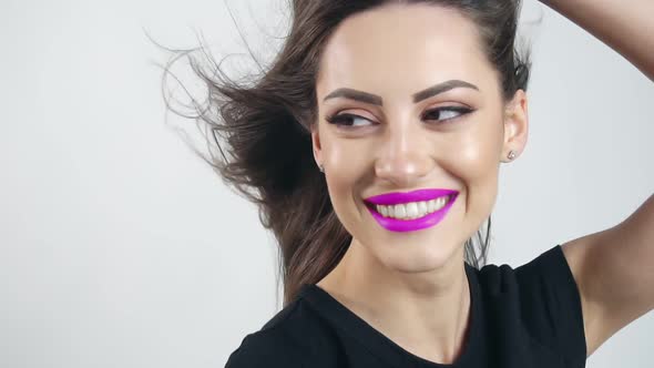 Portrait of Woman with Purple Lips