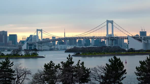 Tokyo Japan River Bridge Urban Transport Timelapse