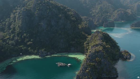 Aerial View of the Twin Lagoon in Coron Island Palawan Philippines
