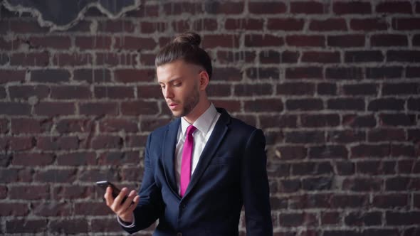 Business Man Dancing Like Win Jackpot Happy Caucasian Male Reading Good News and Dance