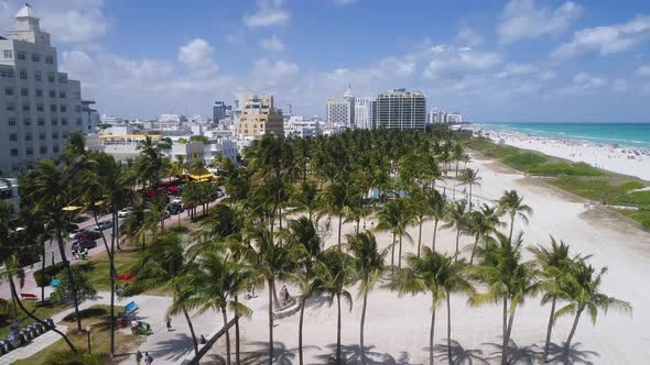 South Beach Miami Florida Aerial Overview Volleyball Waterfront Park City Palm Trees