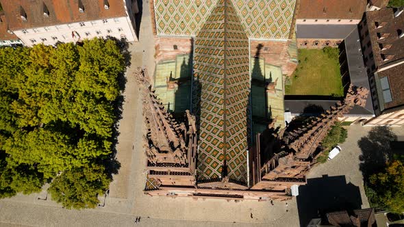 Basel Cathedral From Above  the Minster in the City of Basel Switzerland