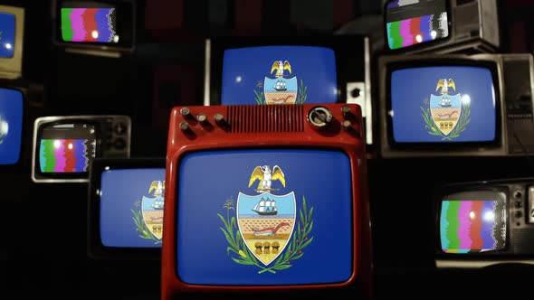 Flag of Allegheny County, Pennsylvania, on Retro TVs.