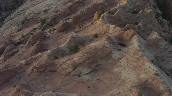 Slow reveal of majestic beautiful view of Zion National Park at sunset