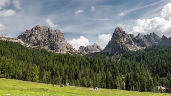 Panoramic View Over Tyrol Dolomites Peaks near Tre Cime di Lavaredo, 