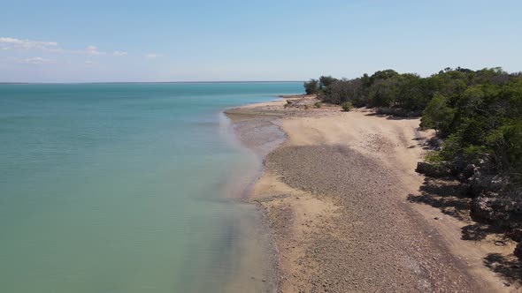 Slow Moving aerial drone shot of East Point Reserve Cliffs in Darwin, Northern Territory