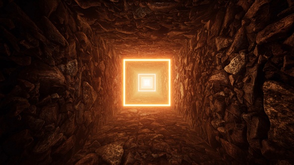 Glow Square Light Stone Cave Tunnel