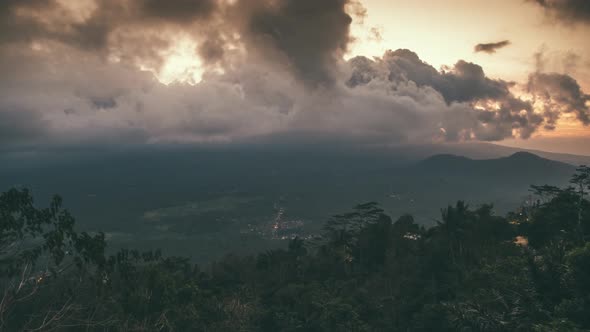 Mount Agung and the Epic Blanket of Cloud in Bali, Indonesia. Timelapse 
