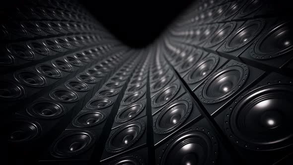 Shiny Black Random Tiled Speakers Waving Seamless Loop 3