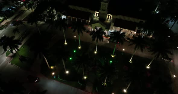 Aerial Video Holiday Christmas Tree At Night