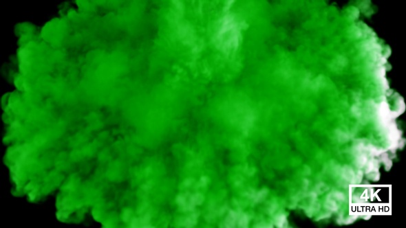 Streaming And Spreading Green Color Smoke From Top To Down 4K