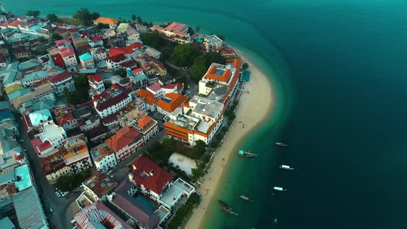 Aerial view of Zanzibar Island in Tanzania.