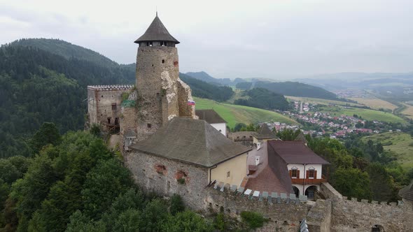 Aerial view of the castle in Stara Lubovna, Slovakia