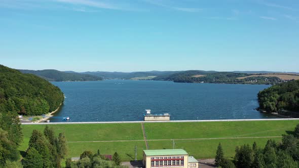 Aerial view of Velka Domasa water reservoir in Slovakia