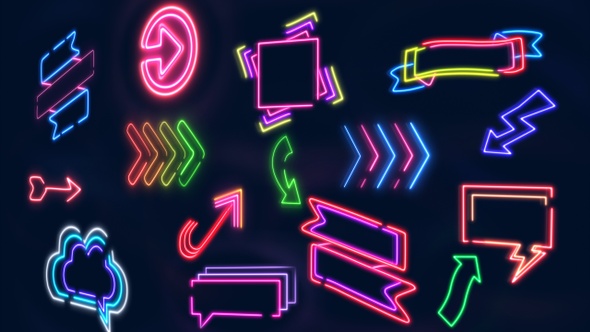Neon Signs Arrows Banners Speech Bubbles Collection