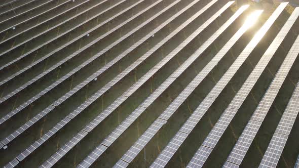 Aerial Top View of a Solar Panels Power Plant