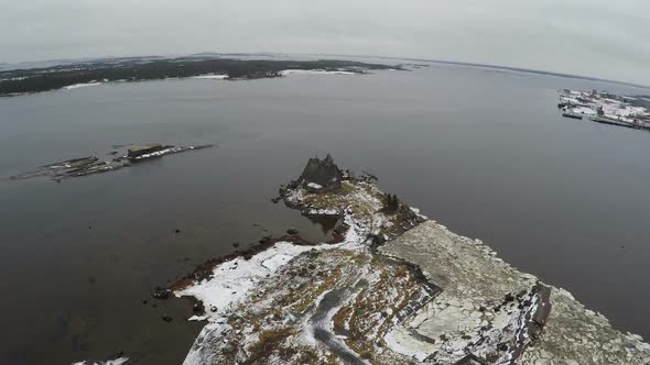 Bird Eye View of Old Wood House by Water