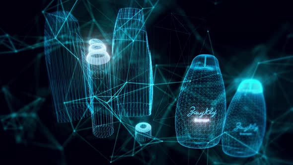 Set Of Shampoos Glass Packaging Hologram Close Up Hd alt