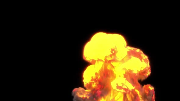 Fire Explosions And Blasts. Explosion Spark And Particles Moves In Isolated Black Background alt