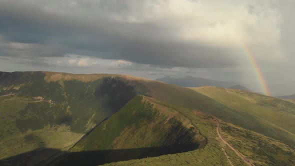 Rainbow Over Carpathian Ridge Swidovets. Mount Kotel, Great Cauldron