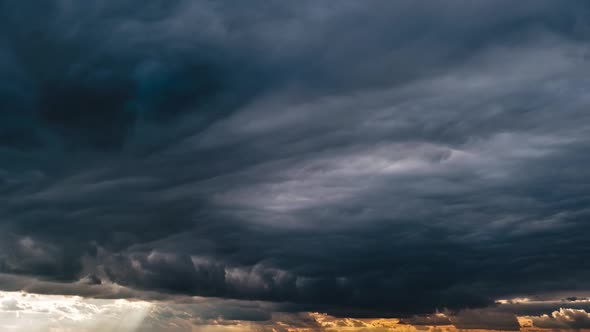 Majestic Amazing Time Lapse of Storm Cumulus Clouds Moves in the Sky at Sunset