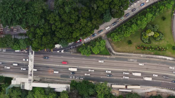 Top down view of Hong Kong traffic