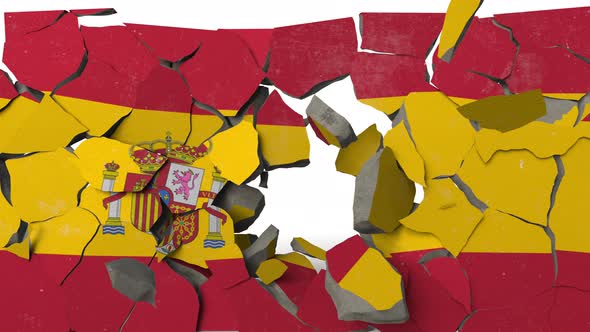 Breaking Wall with Painted Flag of Spain alt