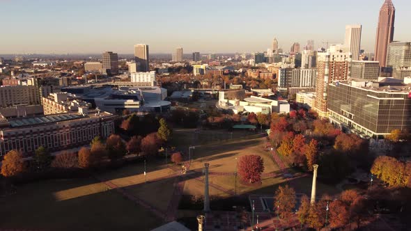 Aerial Footage Centennial Olympic Park Downtown Atlanta Georgia Usa Shut Down 